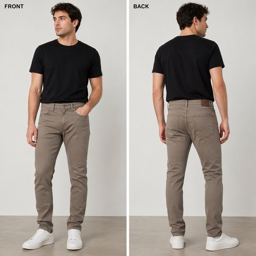 Vuori Men's Slim Straight Jeans Taupe Stretch Denim 5-Pocket‎